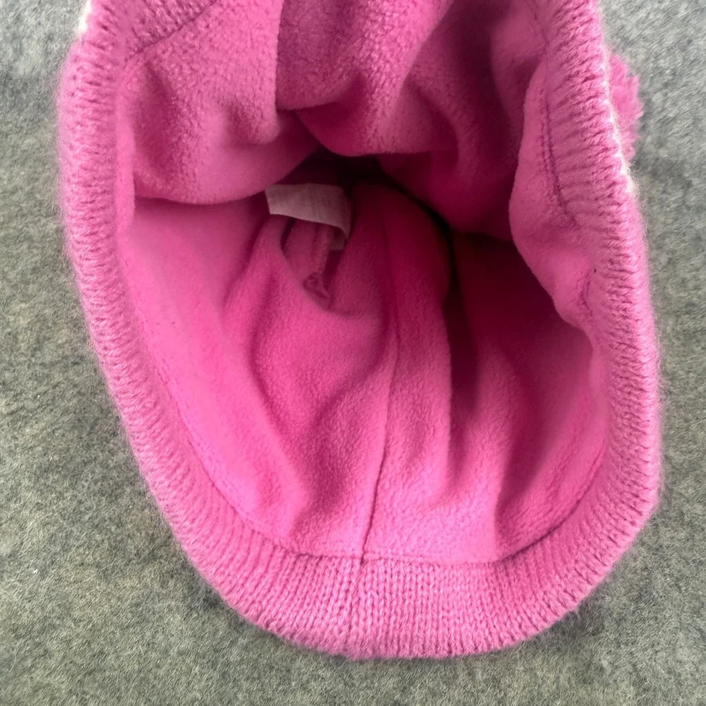 Disneyland Paris Pink Minnie Knit Beanie  Pom Pom Fleece Lined Hat Adult